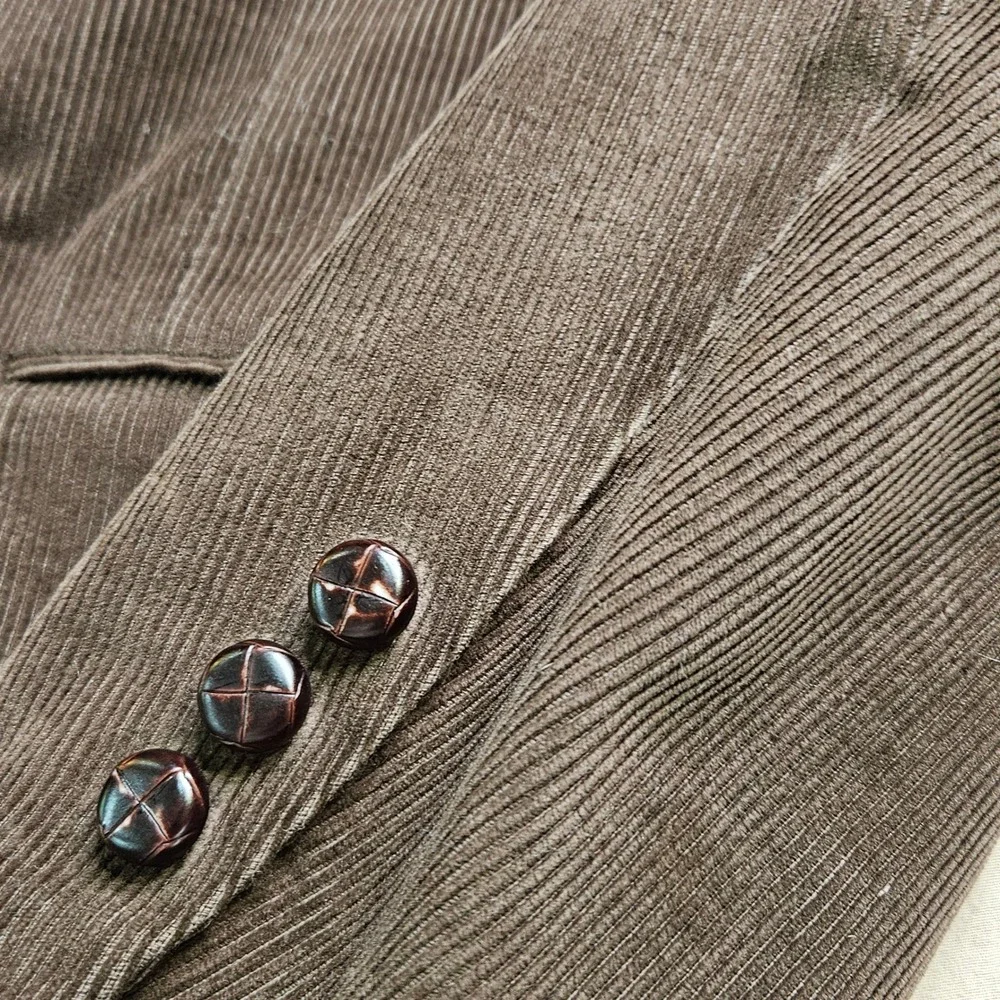 Mens Brown Corduroy Blazer‎ Lg Two Button Classic Sport Coat Jacket Holiday